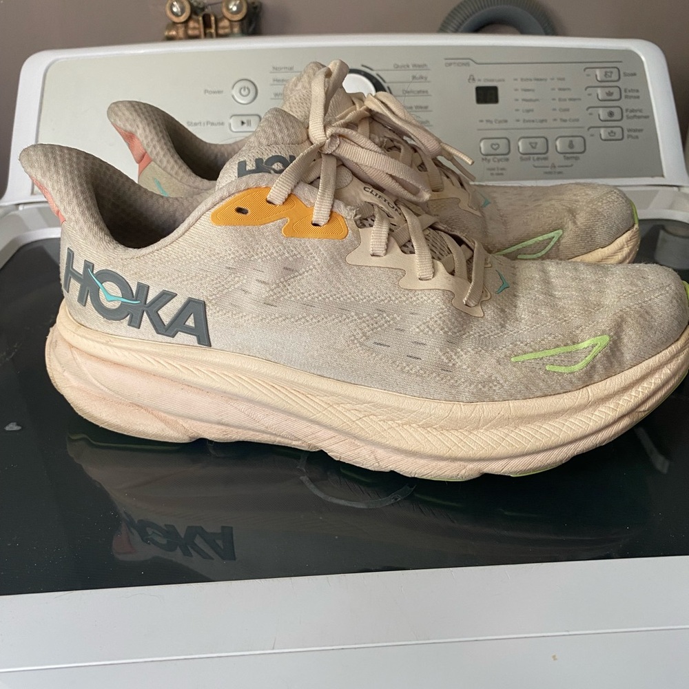 Hoka Athletic Shoes in Cream and Gray
